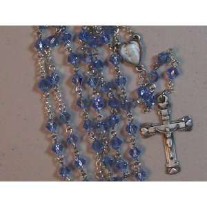   Light Sapphire Blue Swarovski Crystal / Pewter Rosary: Everything Else