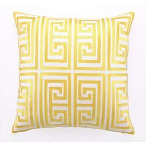  Trina Turk Acid Yellow Greek Key Embroidered Pillow