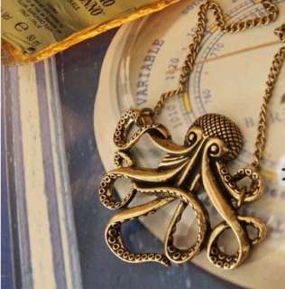 Steampunk Vintage Necklace Pendant Golden Octopus Paul Prophet Retro 