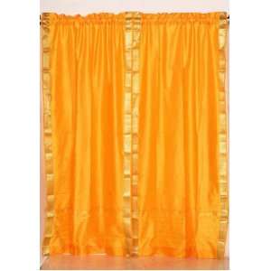  Indo Pumpkin Orange Rod Pocket Sari Sheer Curtain (43 in 