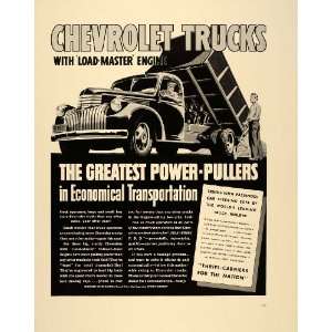  1941 Ad Chevrolet Chevy Dump Truck Valve in Head Engine 