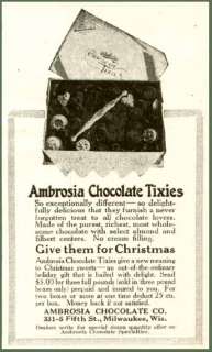 RARE 1916 AD FOR AMBROSIA CHOCOLATE CO. TIXIES CANDY  