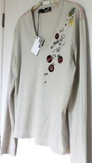 LOVE MOSCHINO For MEN Shirt LONG SLEEVE 100% Cotton V Neck XL $240 
