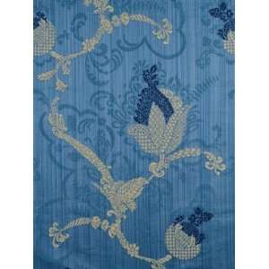  Scalamandre Vivaldi   Navy and Linen On Blue Fabric