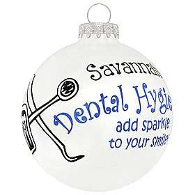  Personalized Dental Hygienists Glass Ornament: Home 