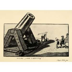 1915 Print German Artwork Drawing Large Cannon Military 