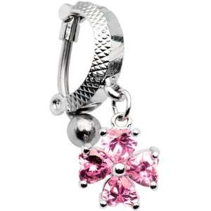  Top Drop Pink Gem Cross Tummy Huggy Belly Ring Jewelry