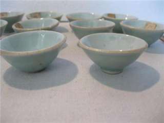 Antique Oriental Chinese Korean Celadon Miniature Porcelain Bowls x 11 