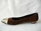 CALIGARIUS ITALY BROWN SUEDE CAP TOE FLATS SLIP ON DRESS SHOES WOMENS 