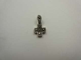 Sterling Silver Marcasite Mini Cross Pendant and Necklace 16  