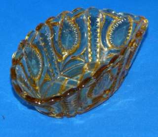 EAPG West Virginia Amber Glass Relish Bowl IOU Pattern  
