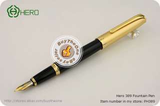 Hero 389 Fountain Pen Iridium Tipped Nib M Gold Plated  