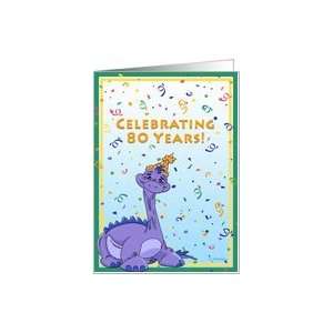  Dinos 80th Birthday Party Invitation Card: Toys & Games