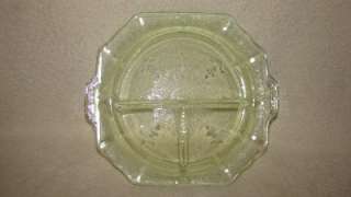 Vintage Green Depression Federal Glass Madrid Divided Plate  