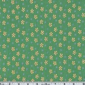  45 Wide Elanors Picnic Floral Dots Green Fabric By The 