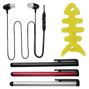  Pen + 3.5mm Output Headset + Yellow Fishbone Holder for Apple Iphone 