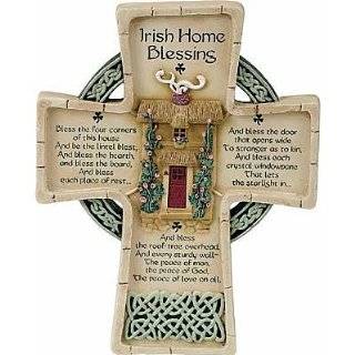  7 Woodcut Green Irish Blessings Celtic Cross Figure: Home 