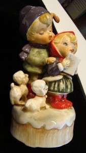   Child Carolers Lambs Japan 1950s Hummel Style Musical Figurine  
