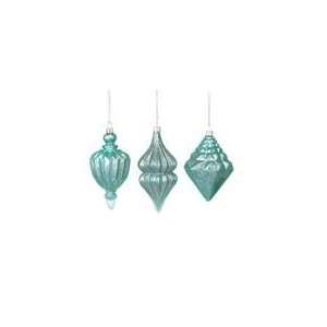  Snow Drift Teal Glass Finial Christmas Ornaments 5  : Home & Kitchen