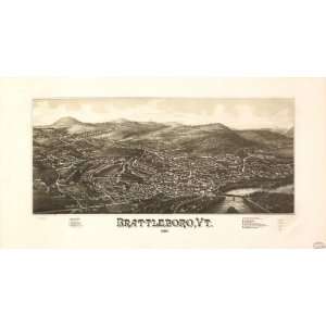  1886 Brattleboro Vermont, Birds Eye Map