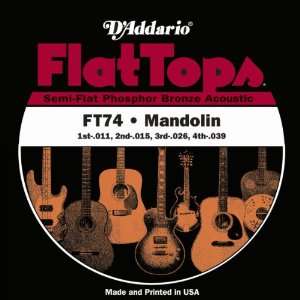  DAddario FT74 Flat Tops Mandolin Strings, Medium, 11 39 