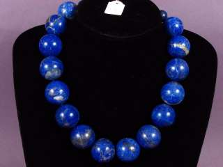 Necklace Lapis Lazuli 25mm GIANT Round Beads 925 #3  