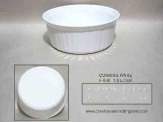 CORNING WARE 1.6 Liter (~ 1 3/4 Quart) Casserole, French White F 5 B 