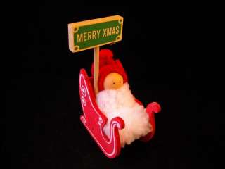 Swedish Elf in sled with Merry Xmas Sign wooden  