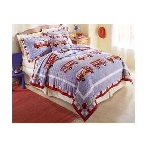  Rr   Fire Truck Twin Quilt With Pillow Sham Baby