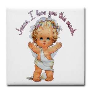  Tile Coaster (Set 4) Jesus I Love You This Much Angel 