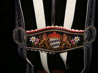 lederhosen belt german leather embroidered bavarian adjustable adult 