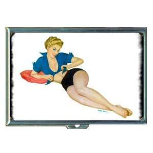 Pin Up Blonde Loosens her Top ID Holder, Cigarette Case or 