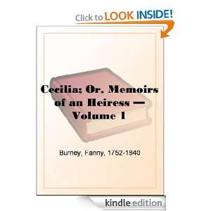 Cecilia; Or, Memoirs of an Heiress   Volume 1 Fanny Burney  