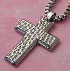 STONE STYLE CROSS STAINLESS STEEL PENDANT 22 BOX CHAIN