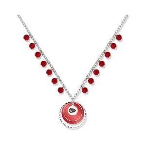  Kansas City Chiefs Game Day Necklace W/ Red Glass Bead 