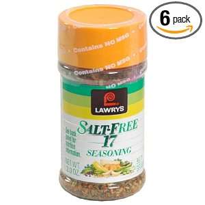 Lawrys Salt Free 17 Seasoning, 2 ounces (Pack of6)  