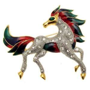  Acosta Brooches   Large Rainbow Enamel with Clear Crystal 