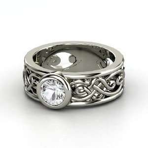  Alhambra Ring, Round White Sapphire Platinum Ring: Jewelry