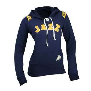  Utah Jazz Womens Laced Up Hooded Sweatshirt (Navy): Sports 