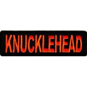Knucklehead Patch, 3.5x1 inch, small embroidered biker patch, iron on 