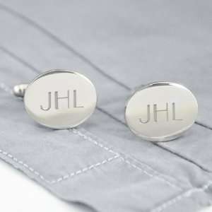   Wedding Favors Silver Oval Cuff Links