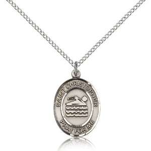  Sterling Silver St. Christopher/Swimming Pendant: Jewelry