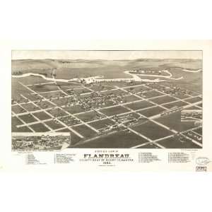  Historic Panoramic Map Birds eye view of Flandreau, county seat 