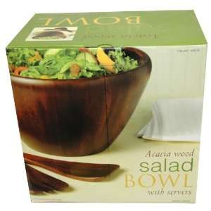  Acacia Wood Salad Bowl with Servers