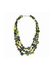 Strand Wood Bead Necklace (greens and yellows)