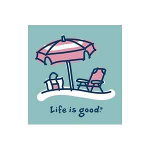Life Is Good Beach Umbrella on Surf Womens Tee  Sports 