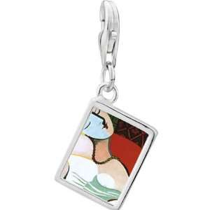   925 Sterling Silver The Dream Painting Photo Rectangle Frame Charm