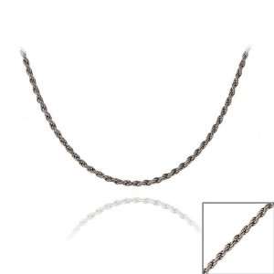   Black Rhodium Over Silver 24 inch Twisted Rope Chain Necklace Jewelry