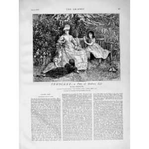  1873 Illustration Story Innocent Garden Family Scene: Home 