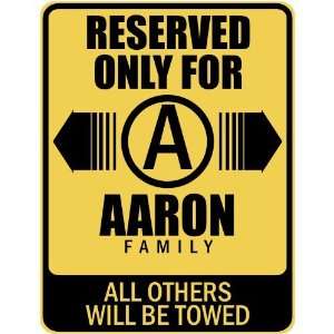   RESERVED ONLY FOR AARON FAMILY  PARKING SIGN